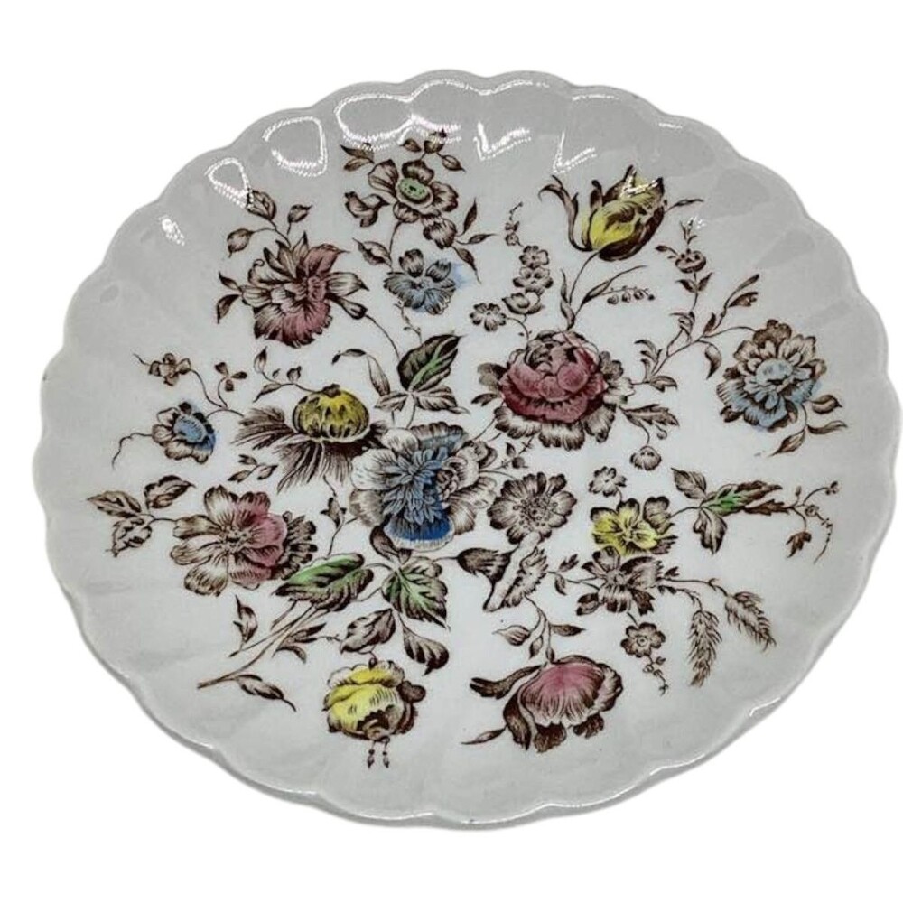 Staffordshire Bouquet Coffee Cup Saucer Ironstone Johnson Bros England Vintage - Picture 9 of 11